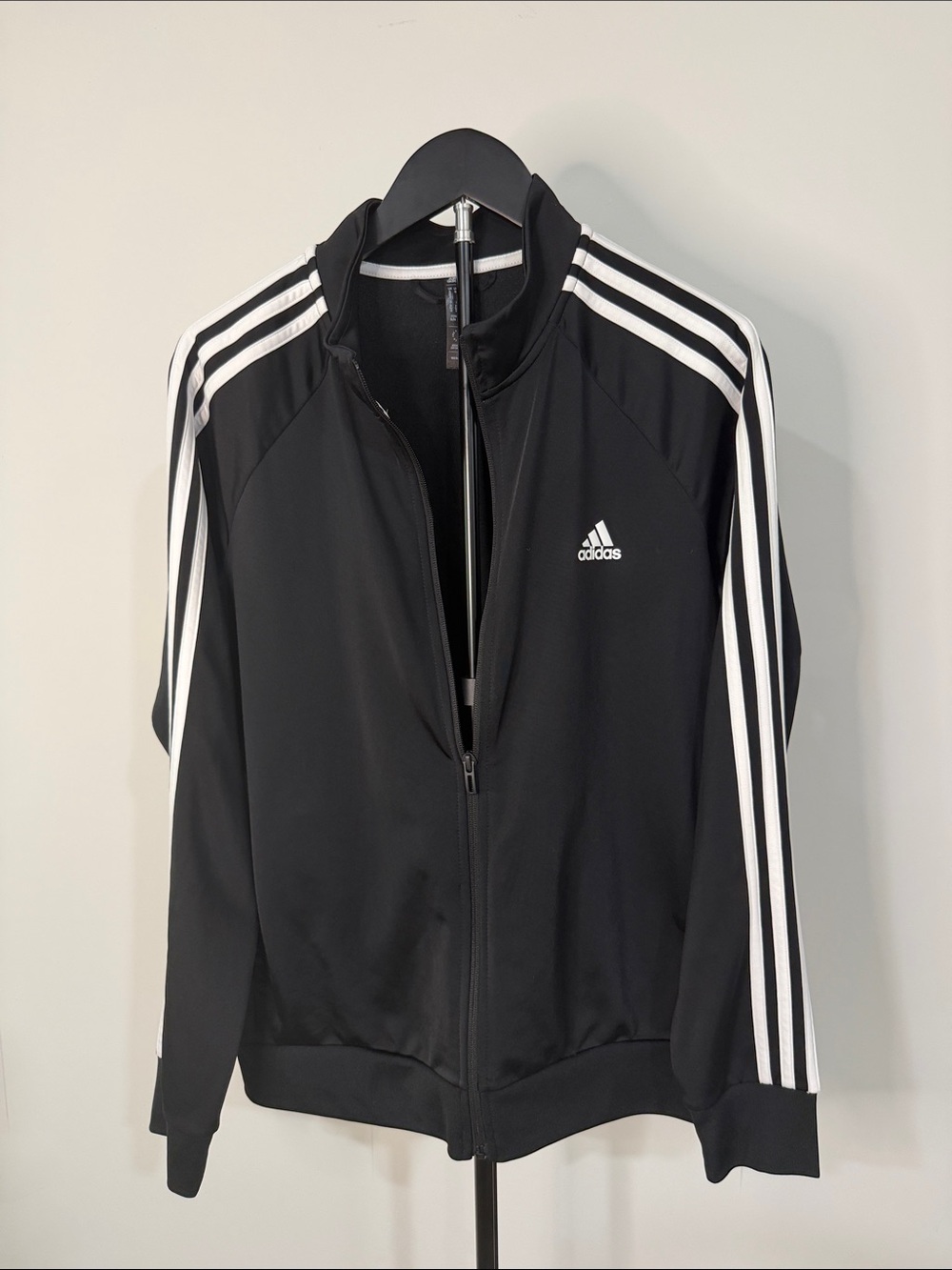 adidas Black Track Jacket with White Three-Stripes